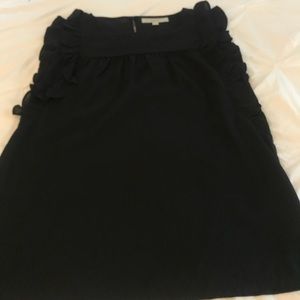 Ann Taylor Loft Black ruffled cap sleeve shirt